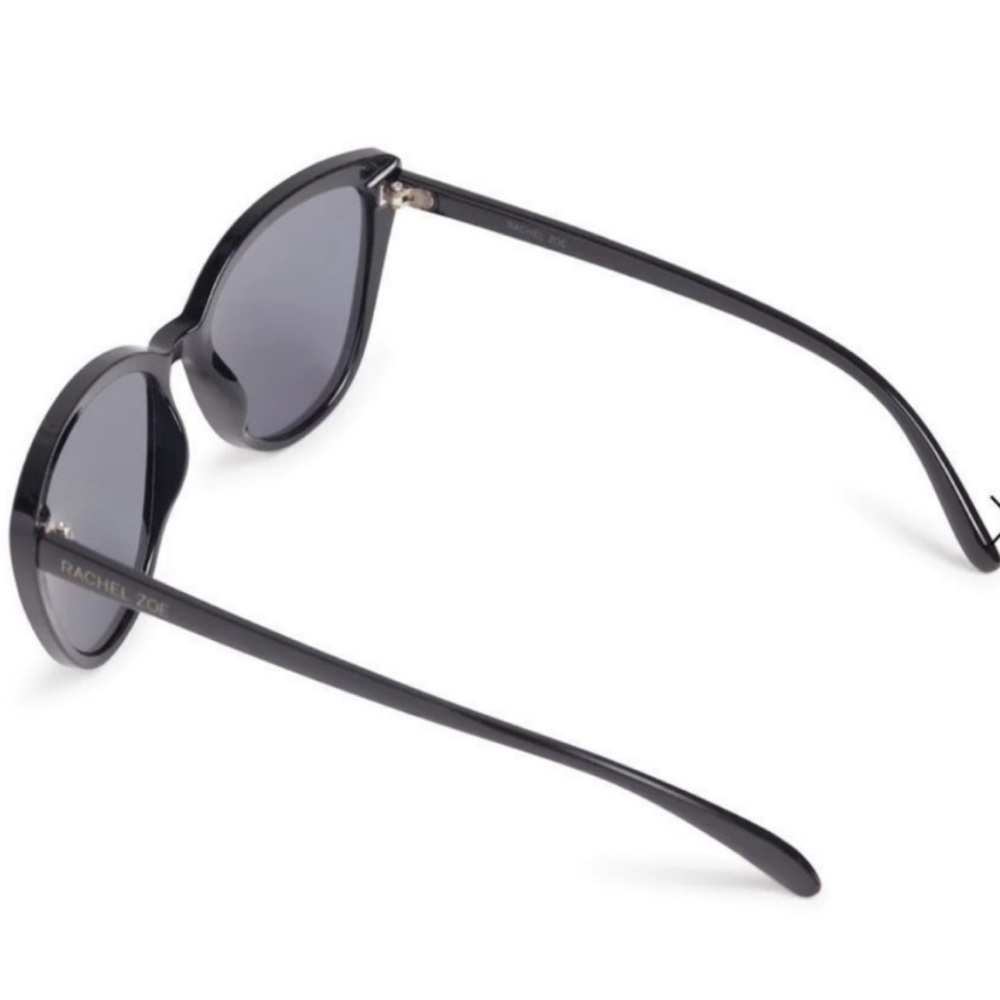 NWT Rachel Zoe Nina Slightly Oversized Black Cat Eye Sunglasses & Faux Croc Case - Picture 4 of 16